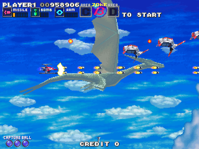 G Darius Ver.2 Arcade Screenshot: Enemies come in all shapes and sizes!