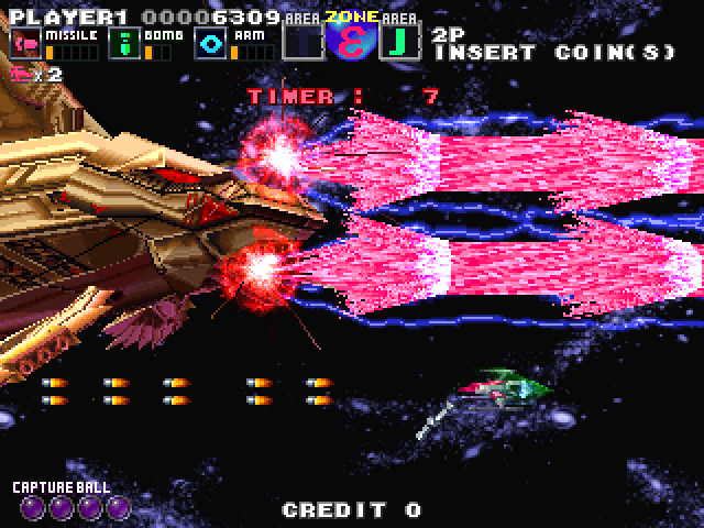 G Darius Ver.2 Arcade Screenshot: I failed at beam dueling...