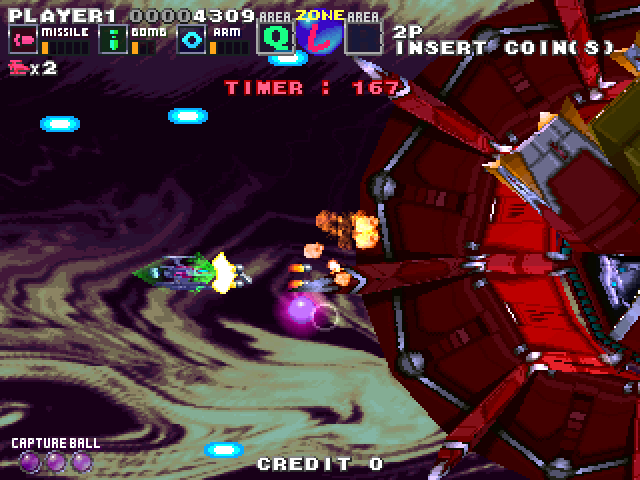 G Darius Ver.2 Arcade Screenshot: The bosses in G Darius all have multiple attack patterns...
