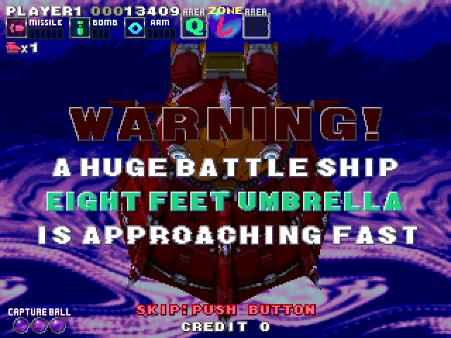 G Darius Ver.2 Arcade Screenshot: Time for another boss battle...