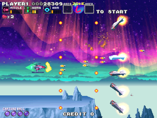 G Darius Ver.2 Arcade Screenshot: Glacier zone.