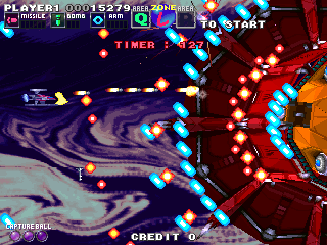 G Darius Ver.2 Arcade Screenshot: Numerous bullets to dodge!