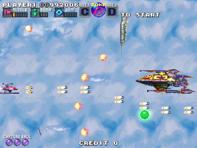 G Darius Ver.2 Arcade Screenshot: Enemy craft approaching...