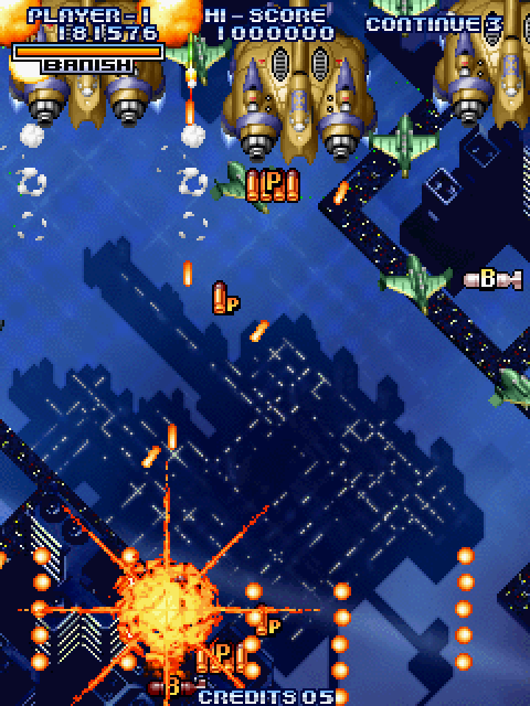 Cyvern: The Dragon Weapons Arcade Screenshot: I'm hit again! Another life lost...