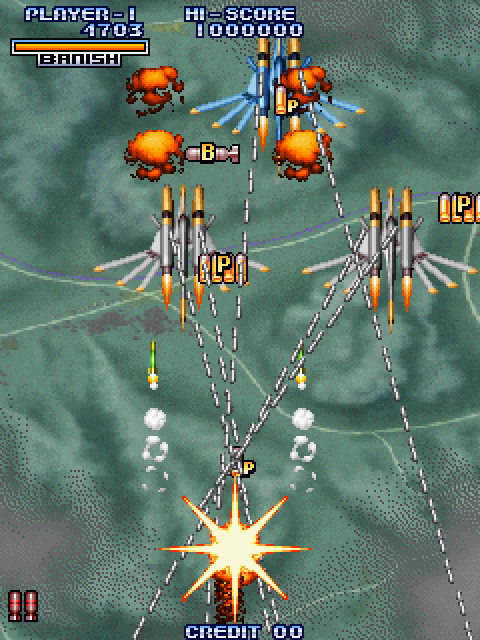 Cyvern: The Dragon Weapons Arcade Screenshot: Crash! I've been hit!