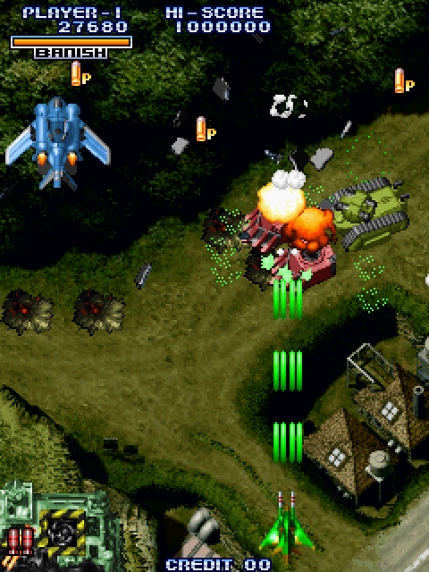 Cyvern: The Dragon Weapons Arcade Screenshot: You'll need to destroy ground and air targets...