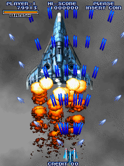 Cyvern: The Dragon Weapons Arcade Screenshot: Nearly destroyed an end of stage boss...