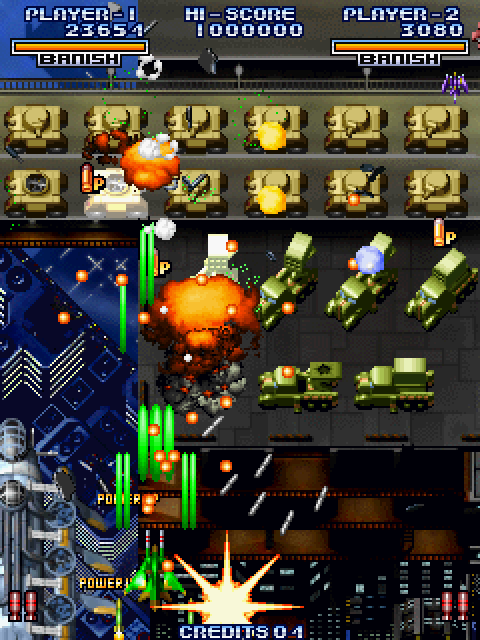 Cyvern: The Dragon Weapons Arcade Screenshot: Enemy invasion forces are quite large...