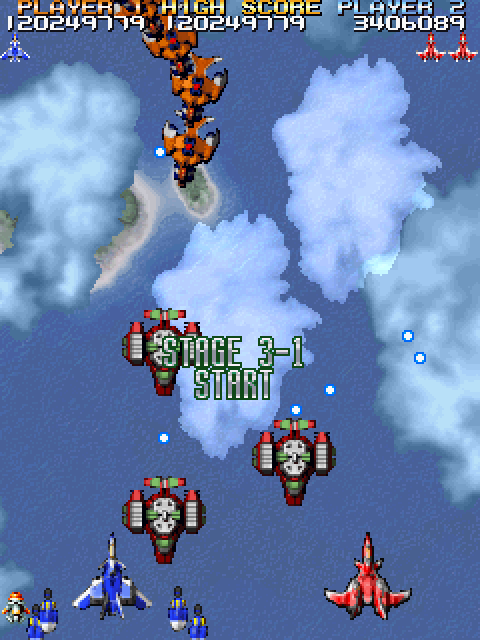 Sengeki Striker Arcade Screenshot: Stage 3 start.