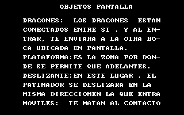 Skate Dragon IBM PC/Compatibles Screenshot: Instructions, part 3.