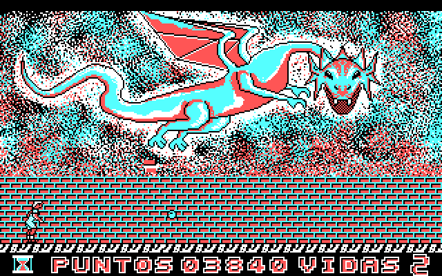 Skate Dragon IBM PC/Compatibles Screenshot: Another screen where you need to dodge the dragon's fire.