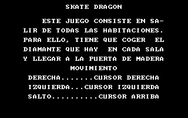 Skate Dragon IBM PC/Compatibles Screenshot: Instructions, part 2.