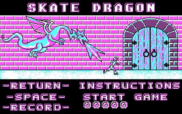 Skate Dragon IBM PC/Compatibles Screenshot: Title screen and main menu.