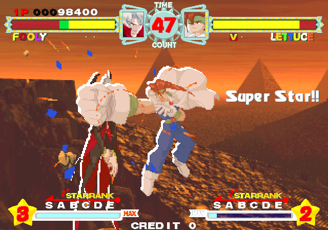 Astra Superstars Arcade Screenshot: Smack! My opponent knocked me down...
