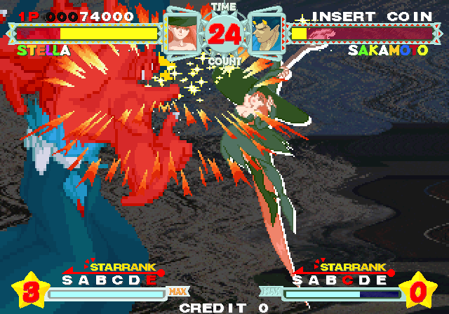 Astra Superstars Arcade Screenshot: Stella attempts to knock out an opponent...