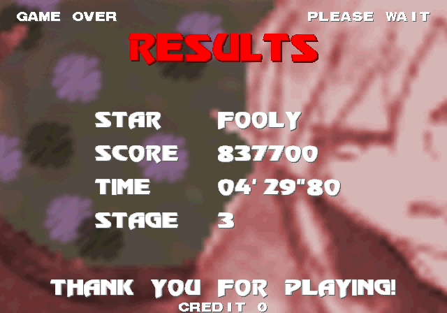 Astra Superstars Arcade Screenshot: Results...