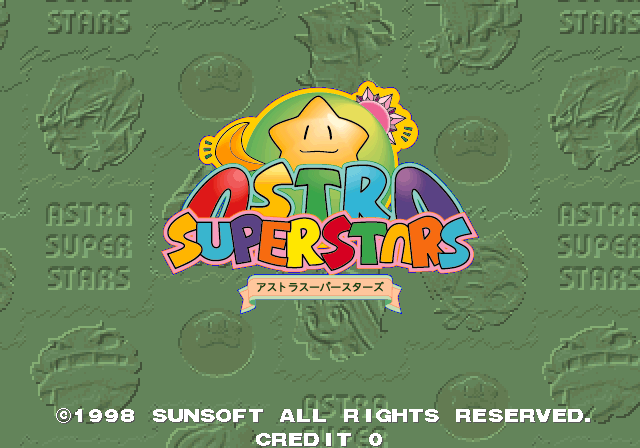 Astra Superstars Arcade Screenshot: Title screen.