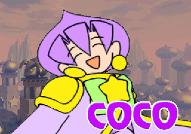 Astra Superstars Arcade Screenshot: Attract mode character introduction: Coco.