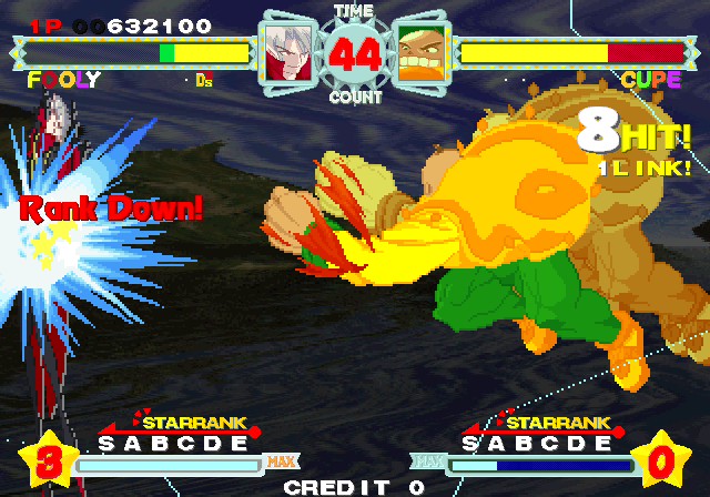 Astra Superstars Arcade Screenshot: Rank down!