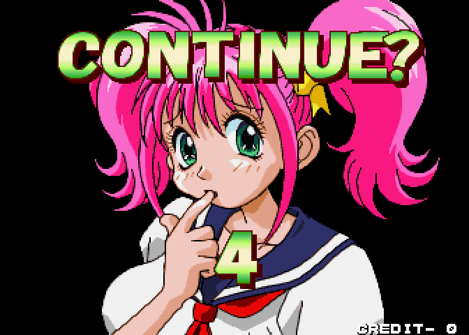 Pachinko Sexy Reaction Arcade Screenshot: Game over; continue?