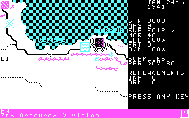 Desert Rats: The North Africa Campaign IBM PC/Compatibles Screenshot: Viewing a report.