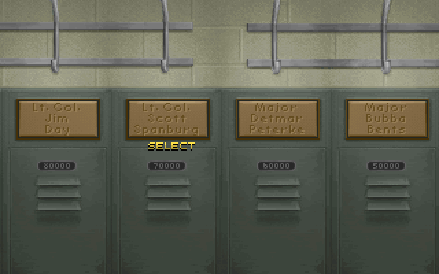 F-15 Strike Eagle III IBM PC/Compatibles Screenshot: In the locker room you can view the roster...