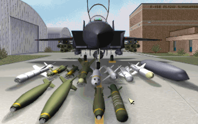 F-15 Strike Eagle III IBM PC/Compatibles Screenshot: Arming your plane...