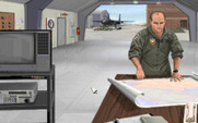 F-15 Strike Eagle III for IBM PC/Compatibles - The main menu, inside a hangar...