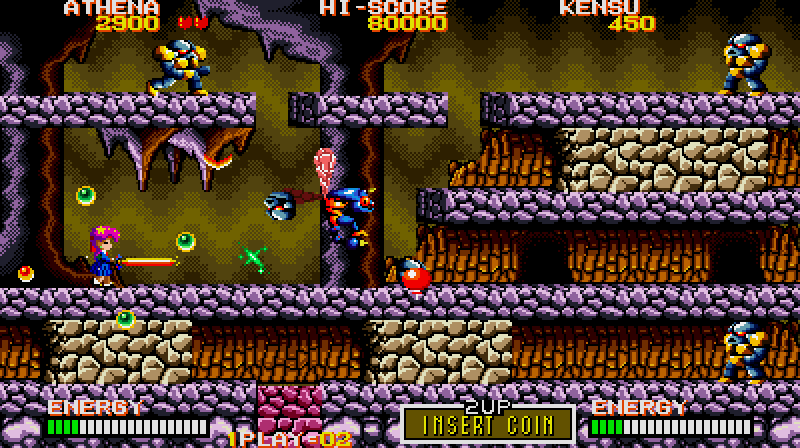 Psycho Soldier Arcade Screenshot: This sword allows for more powerful attacks!