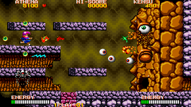 Psycho Soldier Arcade Screenshot: End of the third level.