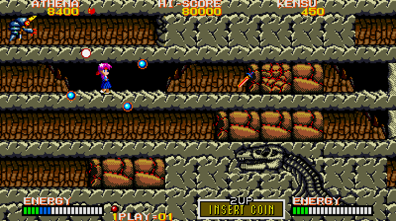 Psycho Soldier Arcade Screenshot: Don't get trapped by one of the dead ends!