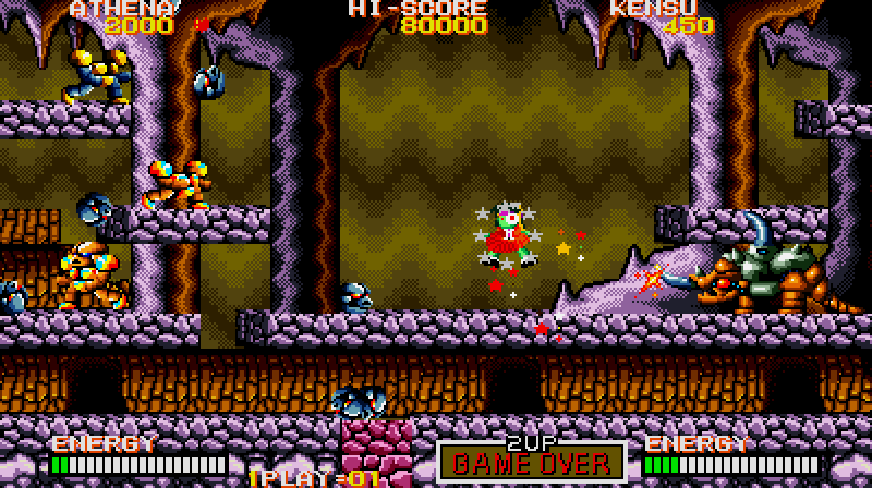 Psycho Soldier Arcade Screenshot: I'm hit!