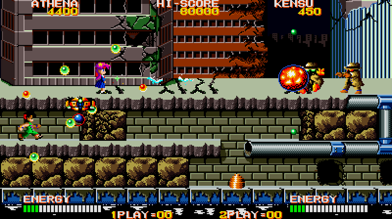 Psycho Soldier Arcade Screenshot: On to the second level...