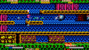 Psycho Soldier for Arcade - Those things on the ceiling shoot at you, so better to shoot them first...