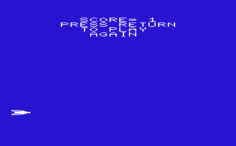 Pandemonium Commodore VIC-20 Screenshot: Game over.