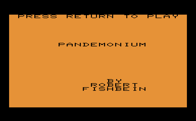 Pandemonium Commodore VIC-20 Screenshot: Title screen.