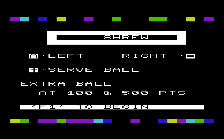Shrew Commodore VIC-20 Screenshot: Title screen.