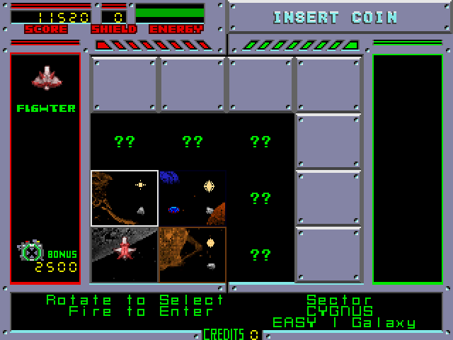 Blasteroids Arcade Screenshot: The sector map.
