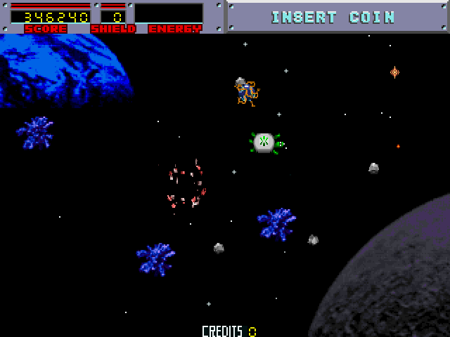 Blasteroids Arcade Screenshot: Crash! I ran out of energy...