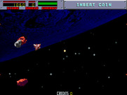 Blasteroids for Arcade - Game start; blasting some asteroids...