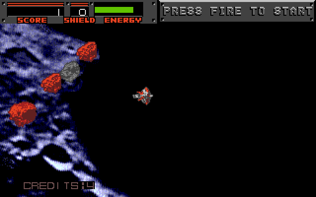 Blasteroids IBM PC/Compatibles Screenshot: Here come some asteroids to blast...