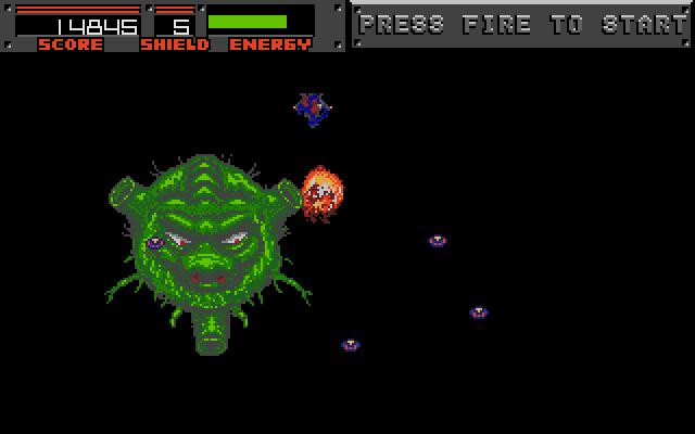 Blasteroids IBM PC/Compatibles Screenshot: The first end of level boss...