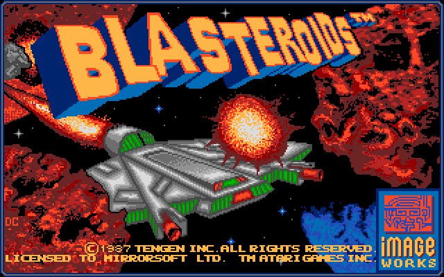 Blasteroids IBM PC/Compatibles Screenshot: Title screen.