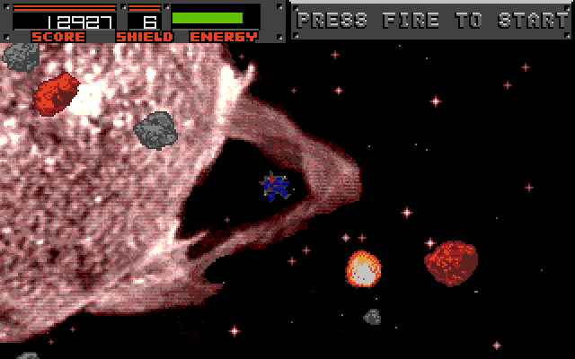 Blasteroids IBM PC/Compatibles Screenshot: More and more asteroids appear...