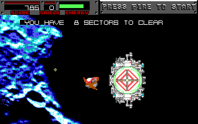 Blasteroids IBM PC/Compatibles Screenshot: Eight sectors left to clear!