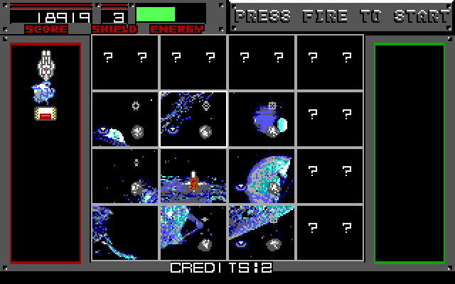 Blasteroids IBM PC/Compatibles Screenshot: The sector map is much larger now.