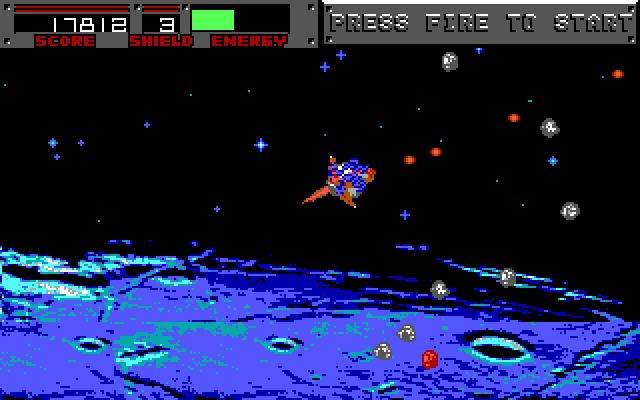 Blasteroids IBM PC/Compatibles Screenshot: The last few asteroids can be tough to hit.