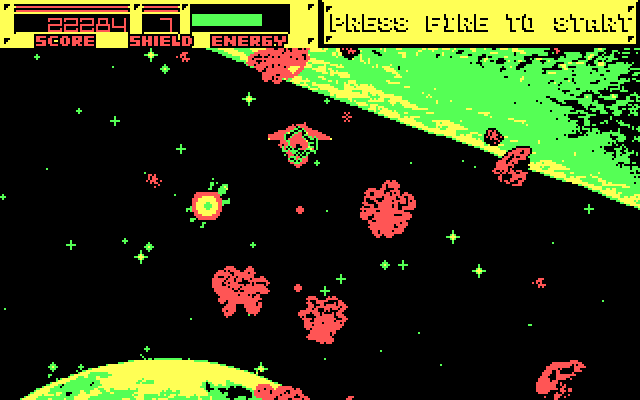 Blasteroids IBM PC/Compatibles Screenshot: Different types of enemies begin to appear now too.