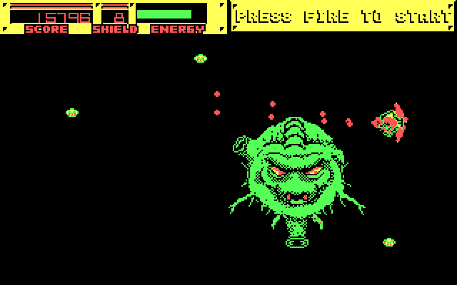 Blasteroids IBM PC/Compatibles Screenshot: Attacking the first end of level boss...