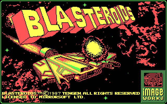 Blasteroids IBM PC/Compatibles Screenshot: Title screen.